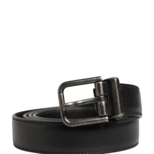 Men Black Classic Leather Metal Buckle Belt