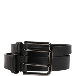 Black Double Strap Leather Silver Buckle Belt
