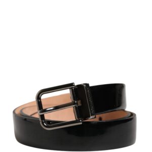 Men Black Classic Leather Metal Buckle Belt
