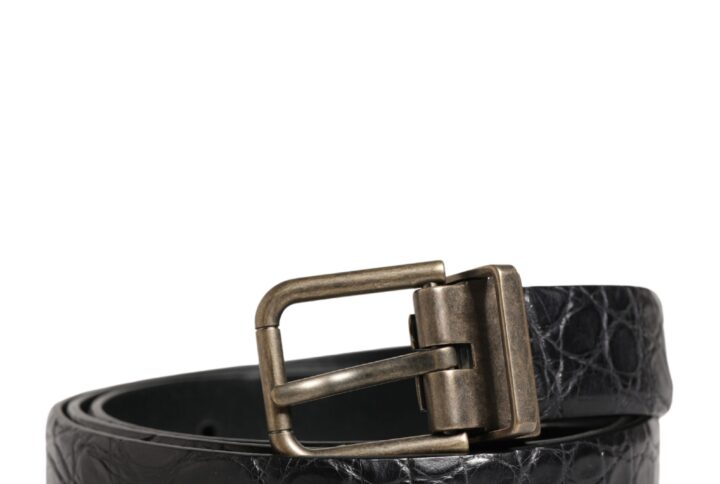 Men Black Exotic Leather Metal Buckle Belt | Jag Couture London – New York