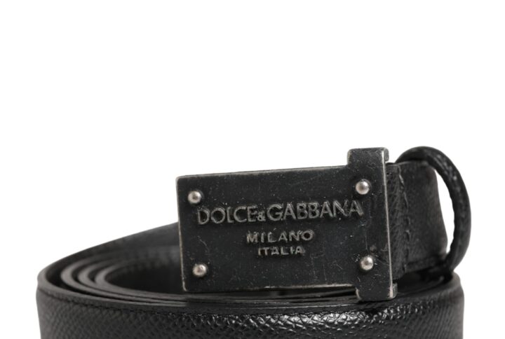 Men Black Calf Leather Logo Metal Buckle Belt | Jag Couture London – New York