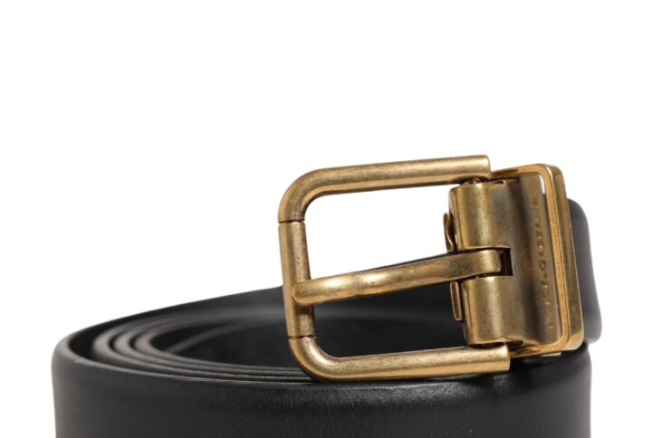 Men Black Classic Leather Metal Buckle Belt