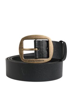 Men Black Classic Leather Metal Buckle Belt