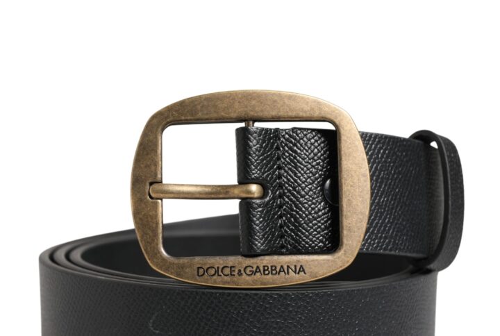Men Black Classic Leather Metal Buckle Belt