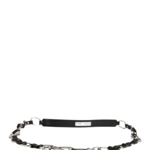 Black Leather Silver Chain Bag Accessory Shoulder Strap