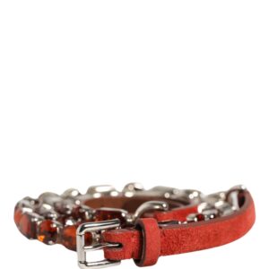 Red Velvet Crystals Chain Embellished Belt