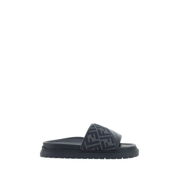 Gray Fabric Flat Sandals