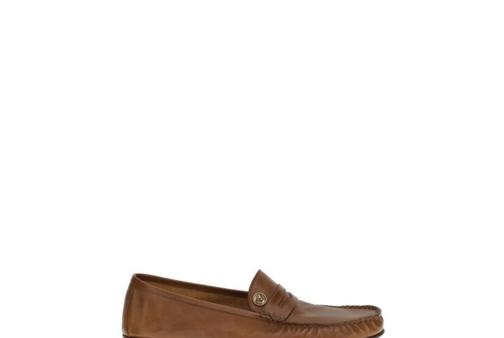 Brown Calf Leather Bos Taurus Slip-On Loafers
