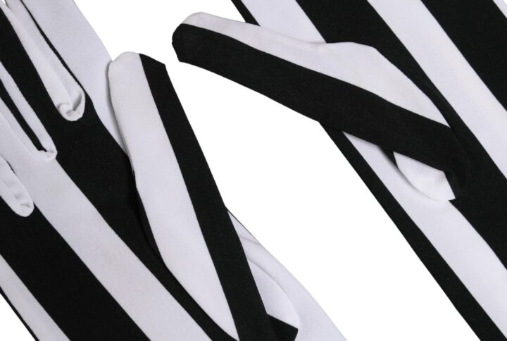 Black White Stripes Nylon Elbow Length Women Gloves