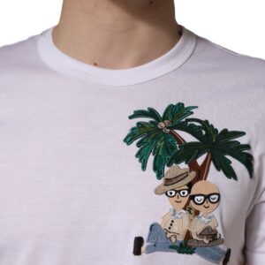 White Palm Embroidered Men Crew Neck T-shirt