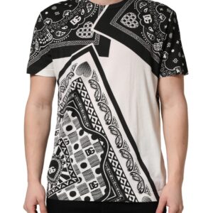 Black White Bandana Cotton Crew Neck T-shirt