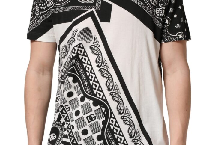 Black White Bandana Cotton Crew Neck T-shirt