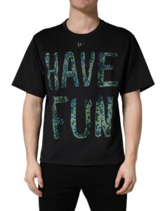 Black Have Fun Embellished Crew Neck T-shirt