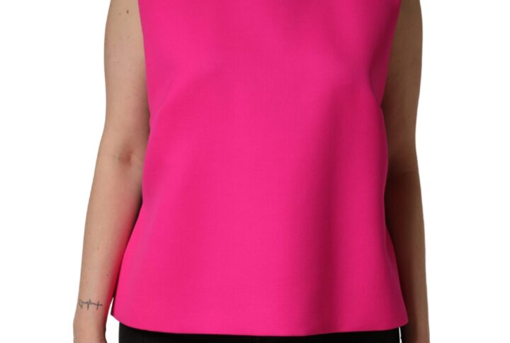 Hot Pink Wool Backless Sleeveless Tank Top