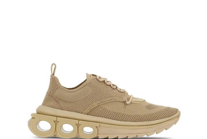 Beige Fabric Athletic Sneakers