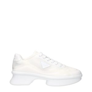 White Fabric Low Top Sneakers