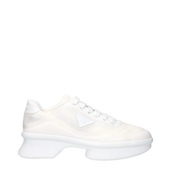 White Fabric Low Top Sneakers