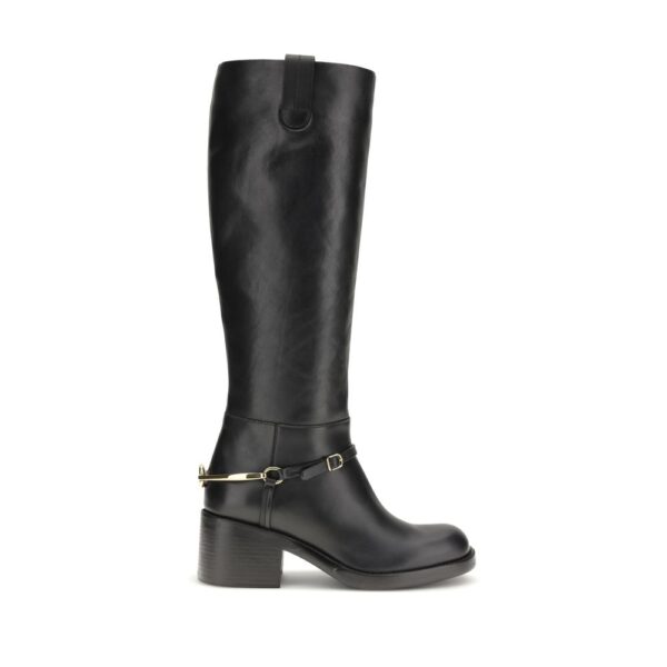 Black Calf Leather Bos Taurus Lace-Up Boots