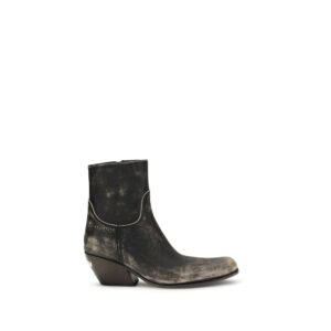 Black Calf Leather Bos Taurus Ankle Boots