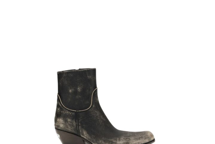 Black Calf Leather Bos Taurus Ankle Boots