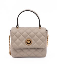 Taupe Quilted Leather Handbag