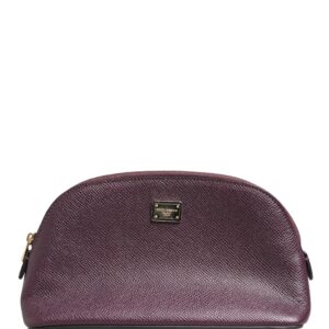Dark Purple Leather DG Logo Zip Around Hand Purse Wallet