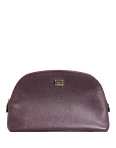 Dark Purple Leather DG Logo Zip Around Hand Purse Wallet