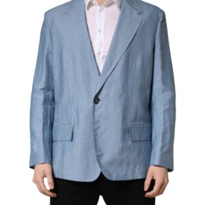 Light Blue Single Breasted Men Jacket Blazer