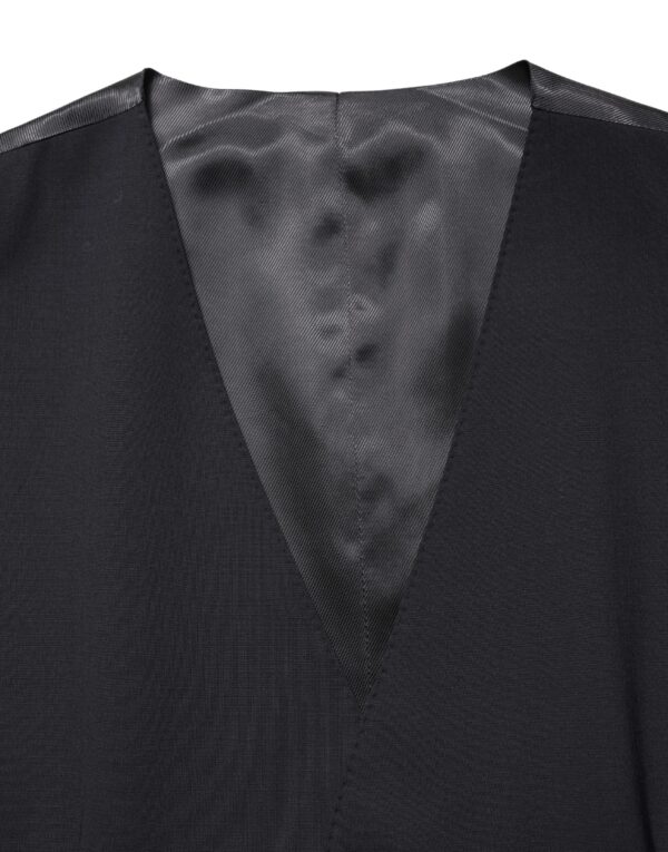 Black Wool Single Breasted Waistcoat Vest