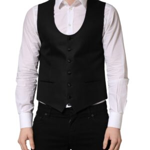 Black Stripe Single Breasted Waistcoat Vest