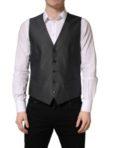 Dark Gray Single Breasted Men Waistcoat Vest