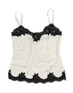 White Polka Dot Lace-Trimmed Camisole Top Underwear