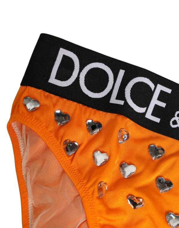 Orange Crystal High Waist Brief Panty Underwear