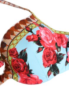 Multicolor Floral Print Halter Bikini Top Swimwear