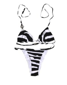 Black White Zebra Bikini Top Bottom Swimwear