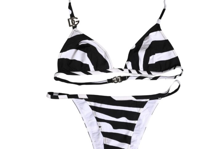 Black White Zebra Bikini Top Bottom Swimwear | Jag Couture London – New York