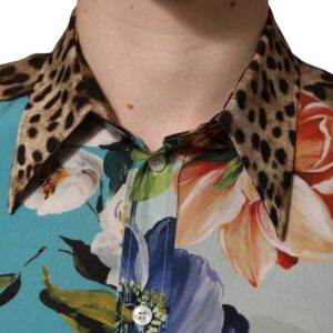 Multicolor Floral Animal Print Collared Shirt
