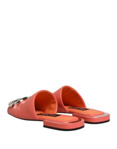 Orange DG Logo Leather Flats Sandals Shoes