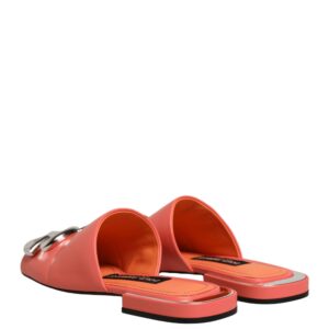 Orange DG Logo Leather Flats Sandals Shoes