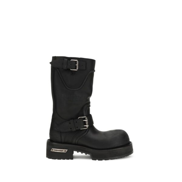 Black Calf Leather Bos Taurus Lace-Up Boots