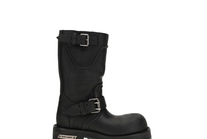Black Calf Leather Bos Taurus Lace-Up Boots