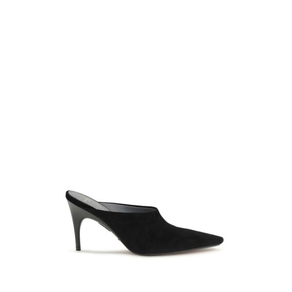 Black Suede Leather Mules