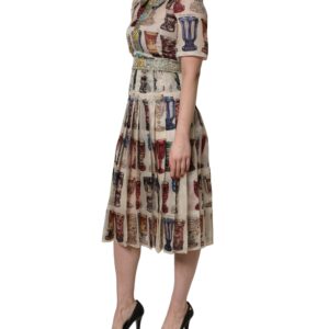 Multicolor Vintage Glassware Midi Dress