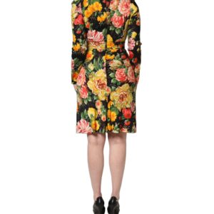 Multicolor Floral Print LongSleeve Midi Dress