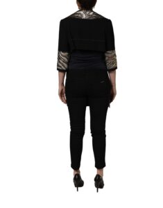 Black Single-Breasted Brocade Coat Jacket