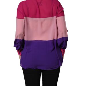 Multicolor Silk Patchwork Shirt Blouse Top
