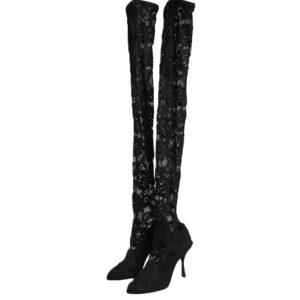 Black Taormina Lace Socks Boots Pumps Shoes