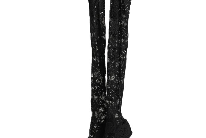 Black Taormina Lace Socks Boots Pumps Shoes | Jag Couture London – New York