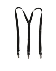 Black Cotton Leather Elastic Y-back Metal Clips Suspender