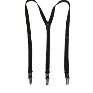 Black Cotton Leather Elastic Y-back Metal Clips Suspender